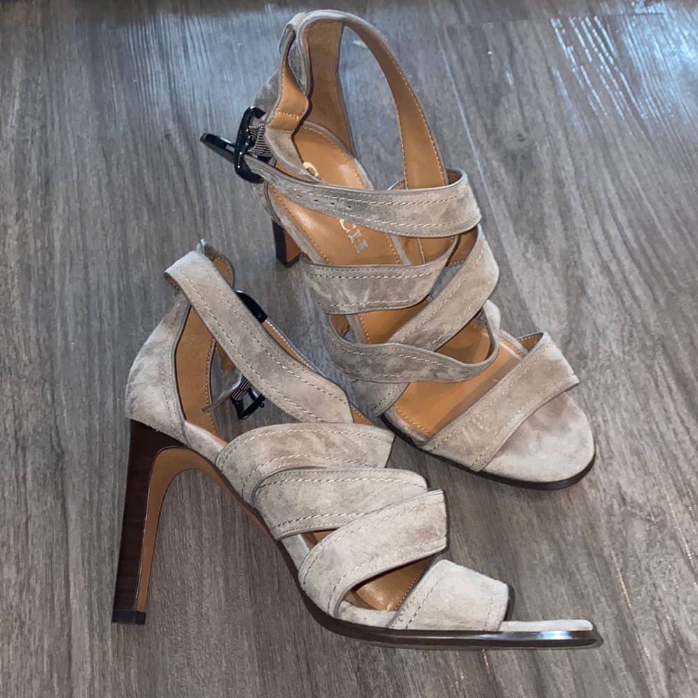 Coach strappy heels - taupe/grey